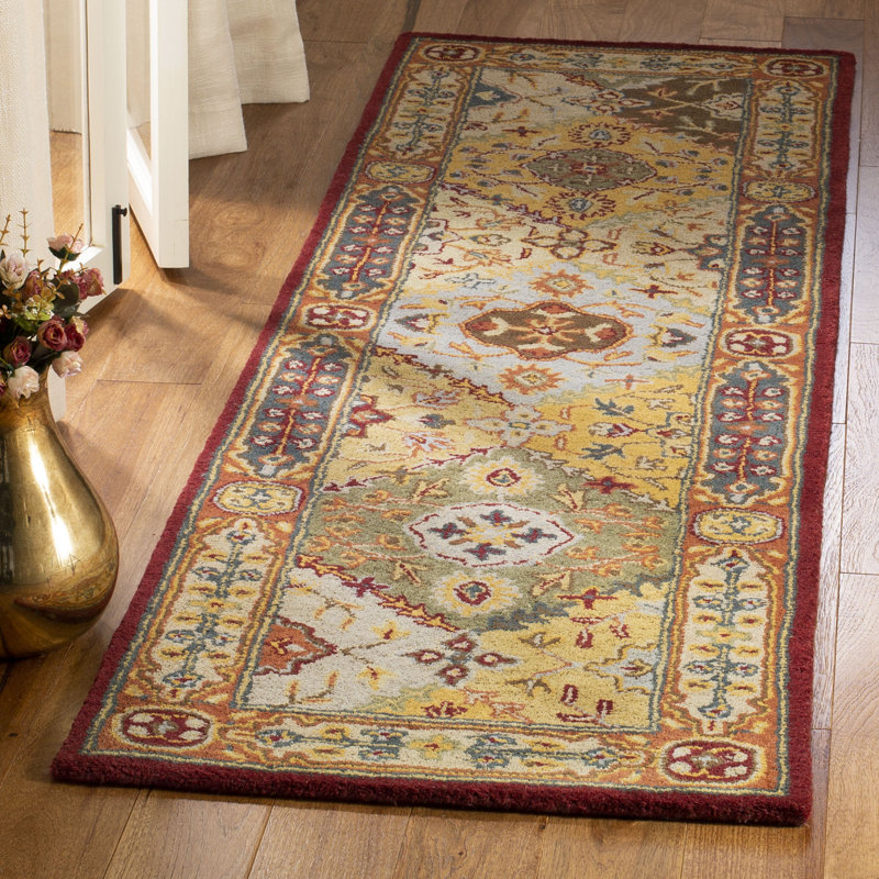 Astoria Grand Balthrop Handmade Wool Red/Yellow/Blue Rug & Reviews